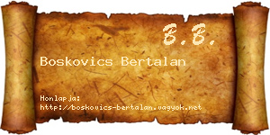 Boskovics Bertalan névjegykártya